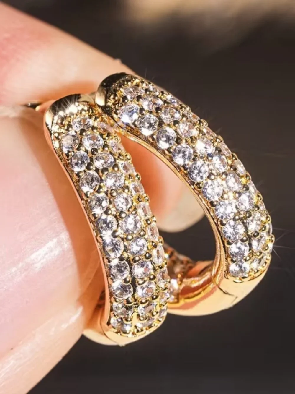 18K Gold Womens 2ct Diamond Small Hoop Earrings Ladies New 18 K Silver Jewelry